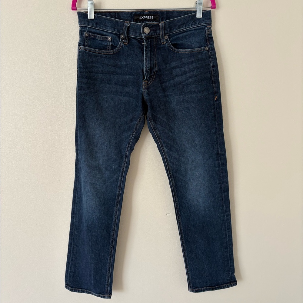Express Slim Straight Dark Wash Jeans Size 30 x 30 - Picture 3 of 7